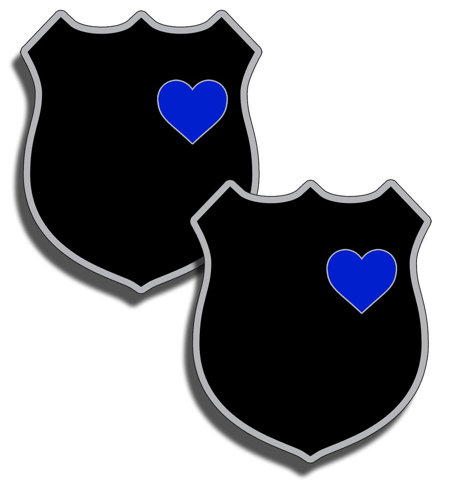 Blue Line Police Badge Heart Sticker Wife Family Son Car Truck Window Cup Decal
