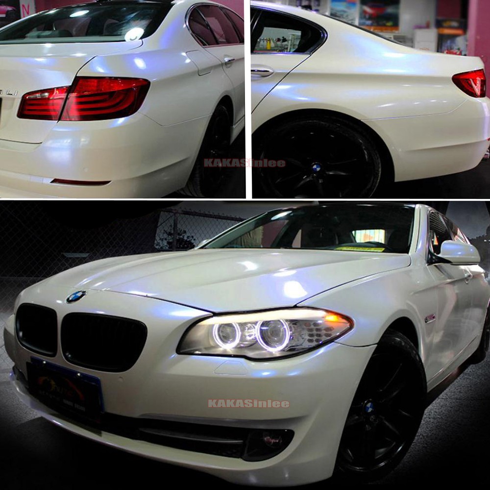 50FT x 5FT Glossy White to Blue Pearl Chameleon Chrome Vinyl Wrap Car Sticker US