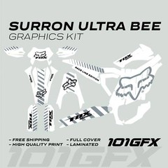 Surron Ultra Bee Graphics Kit FOX RACE LINE White Grey Decals Stickers