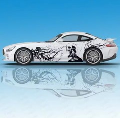 Skull ink tire prints Car Side Sticker Vinyl ; Tough Decals For Guys, Both Sides