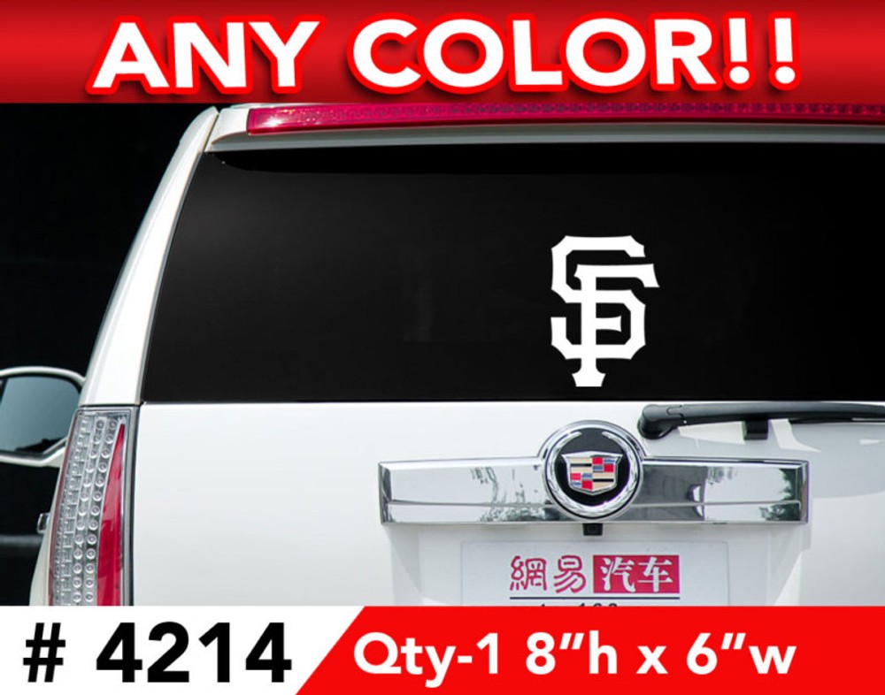 SAN FRANCISCO GIANTS “SF” DECAL STICKER 8″h x 6″w 4214