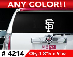 SAN FRANCISCO GIANTS “SF” DECAL STICKER 8″h x 6″w 4214