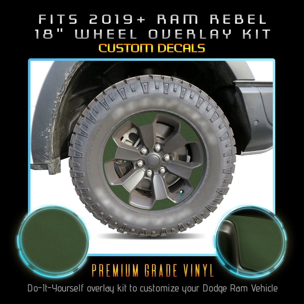 For 2019-2020 Ram Rebel 18″ Wheels Rim x4 FULL Trim Overlay Decals – Flat Matte