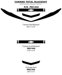 2010-2013 Chevy Camaro Blackouts SS RS LS Decal Stripe Graphic Front Rear Emblem
