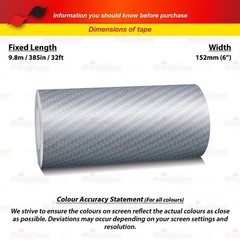 6″ 152mm PinStriping Pin Stripe Styling Decal Vinyl Sticker CARBON FIBER SILVER
