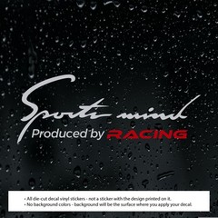1x SPORTS MIND Produced by RACING ( 10″ x 3.75″) Decal Vinyl Stickers