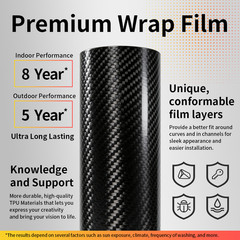 7D Premium Super Gloss Carbon Fiber Vinyl Film Wrap Bubble Free Air Release TPU