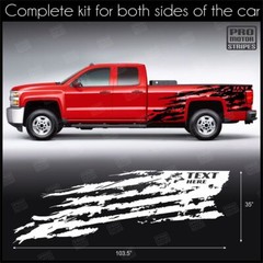 Torn Flag Mud Side Stripes Decals For Chevrolet Silverado Colorado S10 WT LT EV