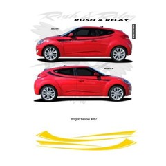 “Relay” Body Side Stripes Graphic Kit for Hyundai Veloster – Bright Yellow