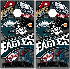 Philadelphia Eagles Phillies 76ers Flyers Combo Cornhole Board Vinyl Skin Wrap