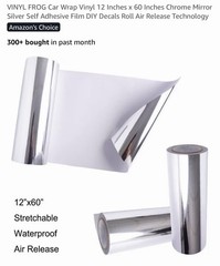 VINYL FROG Chrome Mirror Silver Car Wrap Vinyl 12″x60″ Air Release