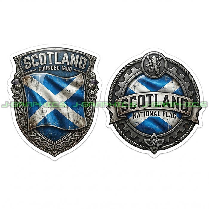 Scotland Scottish Flag Country Vinyl Decal Sticker 2 Pack B