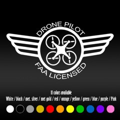 7″ Drone Pilot FAA Licensed Car Trunk PC Window Diecut Vinyl Decal sticker