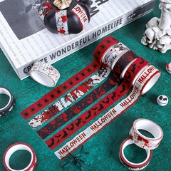 Whaline 12 Rolls Halloween Bloody Washi Tapes Blood Spatter red, black, white