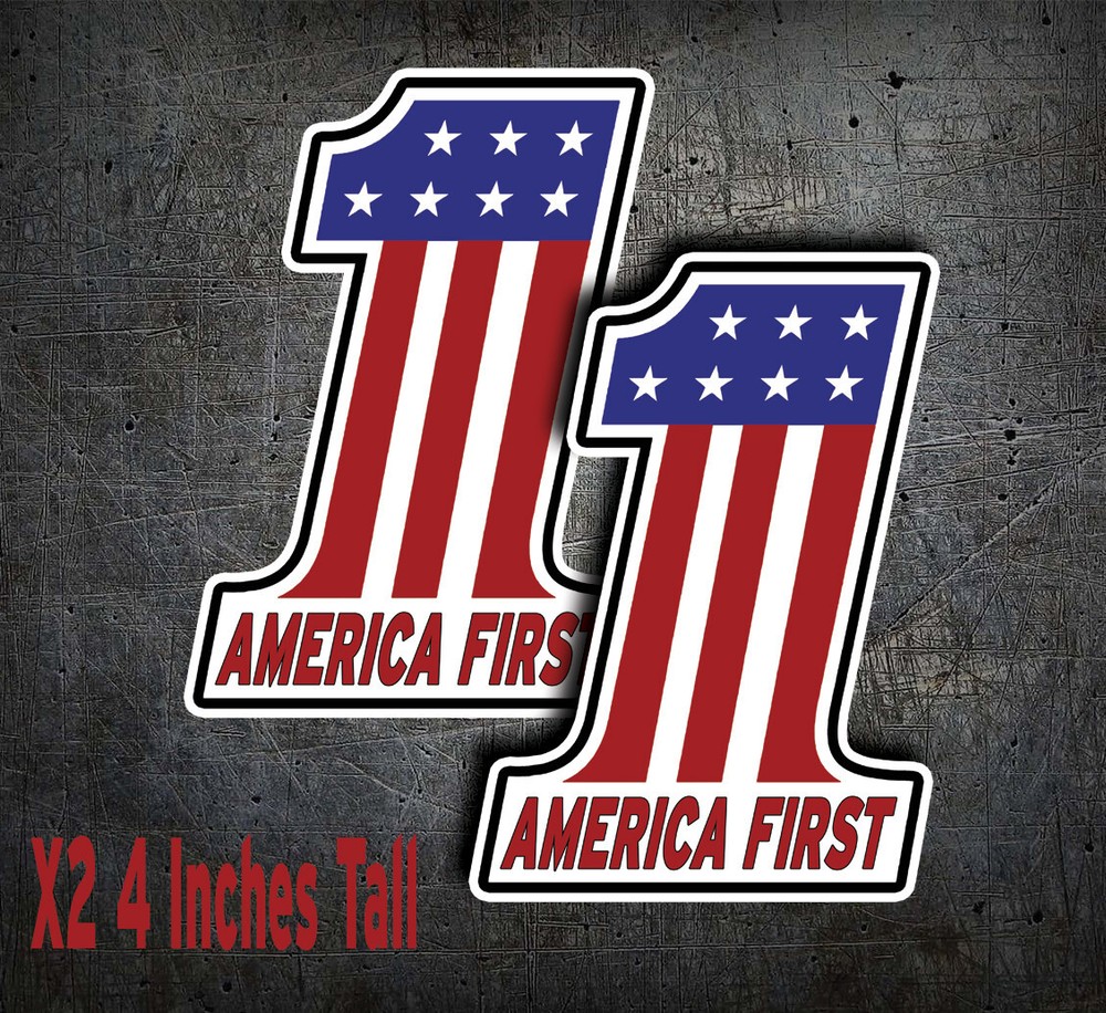 MAGA Trump Sticker AMERICA FIRST Vinyl Sticker 4 INCHES Tall X 2 POTUS USA ELON
