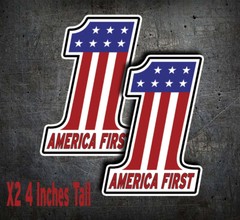 MAGA Trump Sticker AMERICA FIRST Vinyl Sticker 4 INCHES Tall X 2 POTUS USA ELON