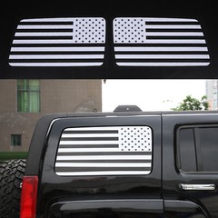 White USA Flag Rear side Window Graphic Decal Vinyls For Hummer H3 2005-2009