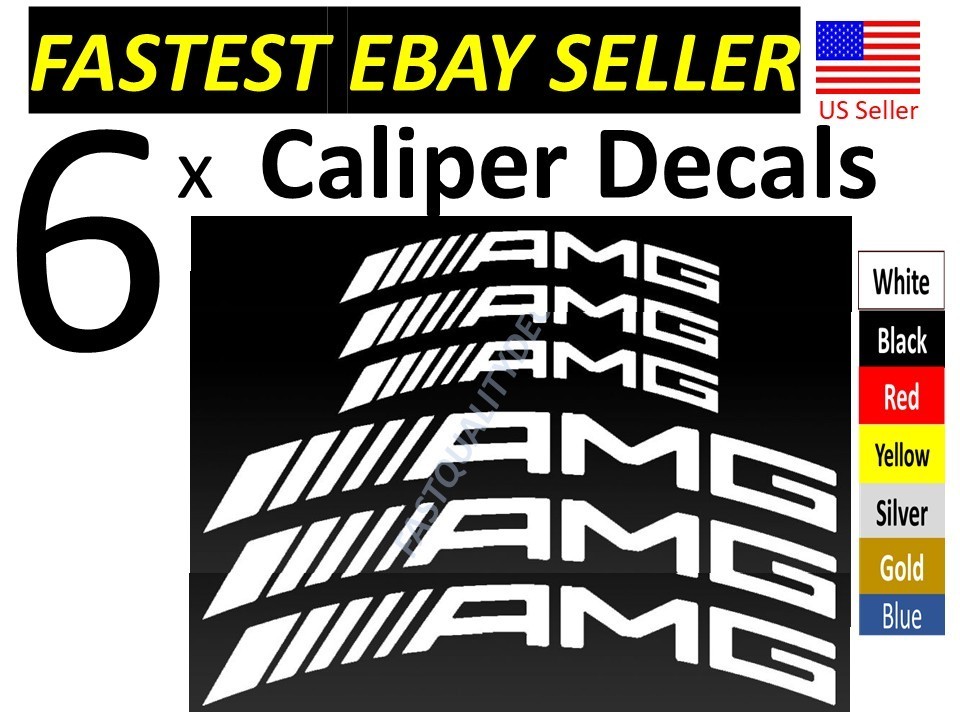 6 x Curved Brake Caliper Decal for AMG Mercedes Benz Vinyl sticker FREE SHIPPING