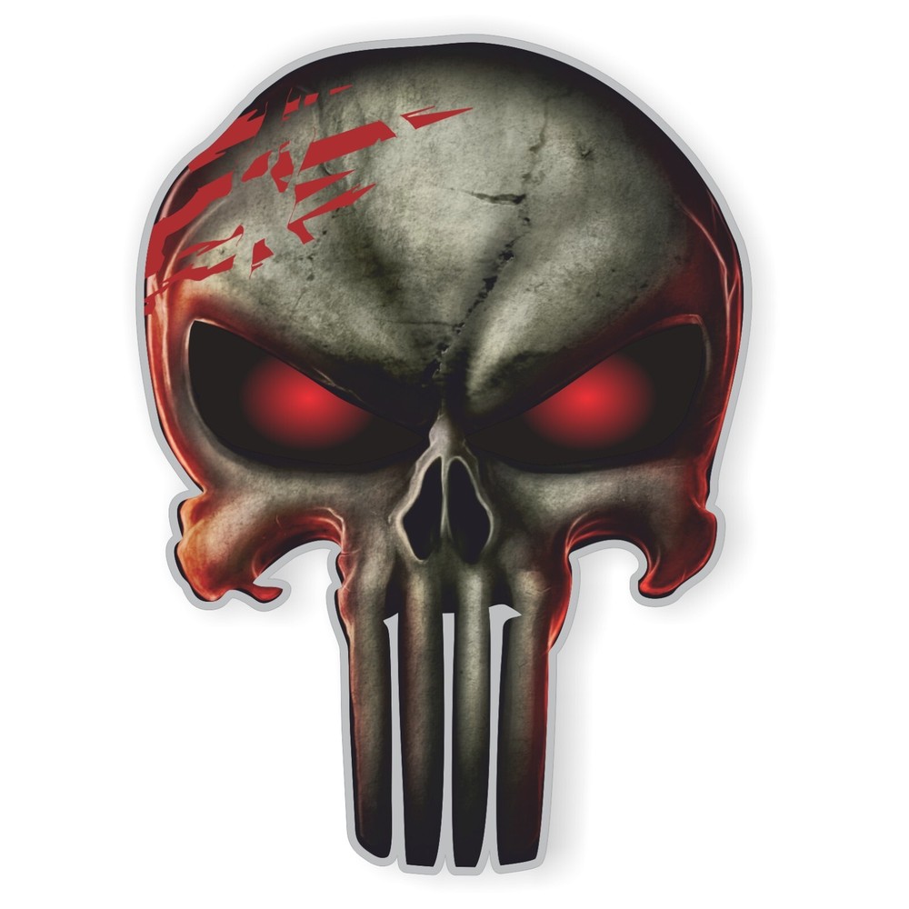 2x Universal Punisher Skull Rear Window Decal for Trucks, Cars, SUVs, Laptops