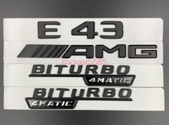 Matte black E43 AMG BITURBO 4MATIC Trunk Emblem Badge Sticker For Mercedes Benz