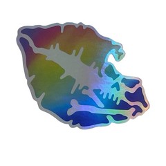 HOLOGRAPHIC METALLIC REFLECTIVE LIPS SKULL CROSSBONES 3” PVC STICKER DECAL 1PC