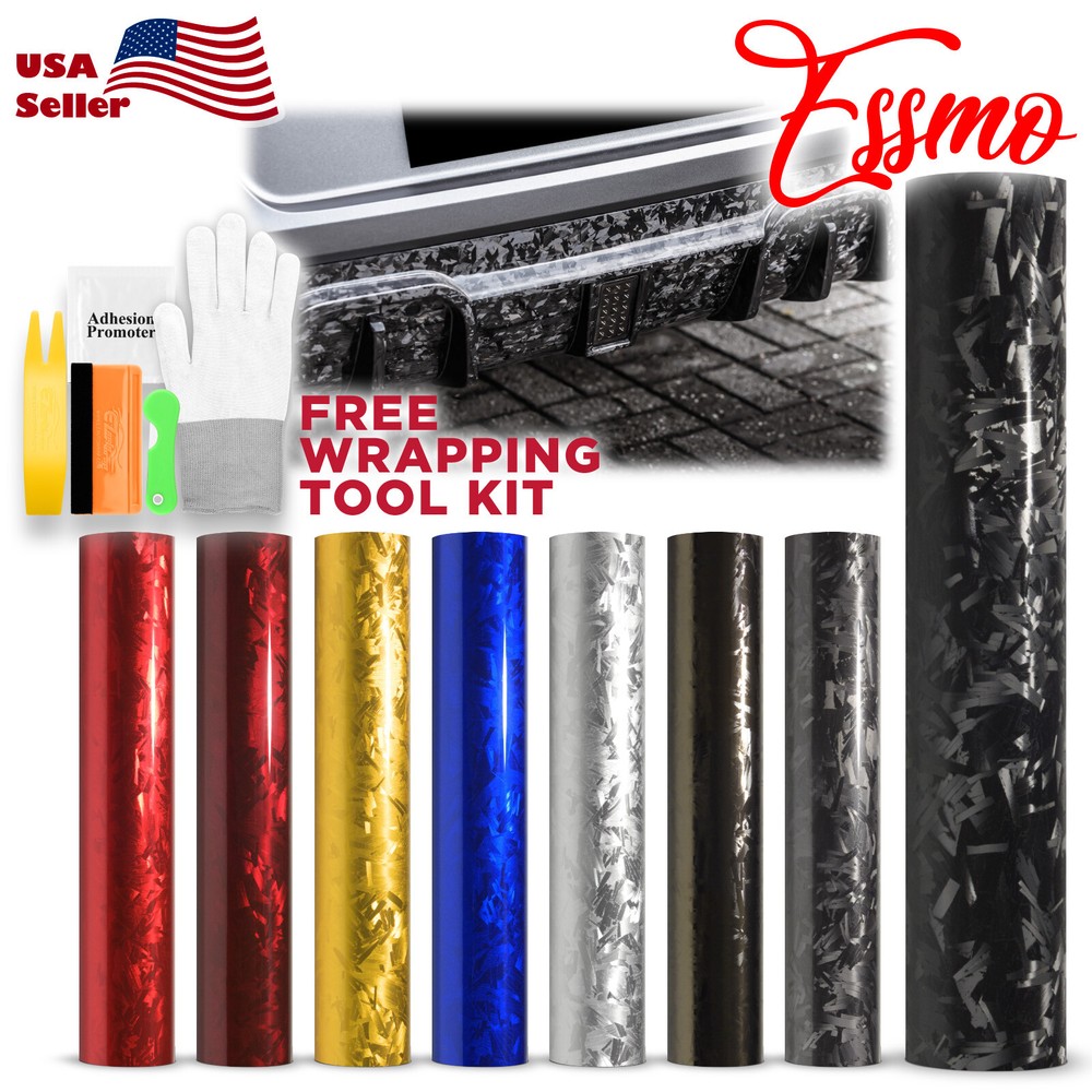 24K Chopped Forged Carbon Fiber Gloss Matte Titanium Vinyl Wrap Sticker Decal
