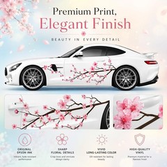 Elegant 2PCS Cherry Blossom Side Decals for Cars – 70.8 x 23 in Quality Vinyl