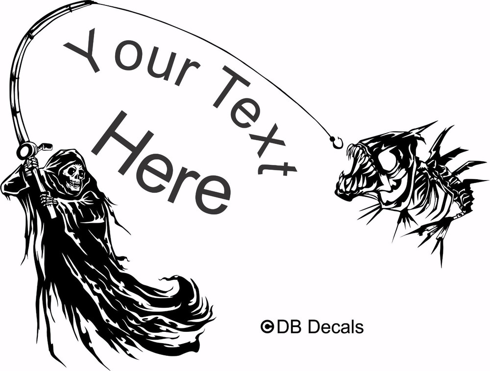 Grim Reaper Skeleton Fish Custom Fishing Car Boat Truck Vinyl Decal Sticker