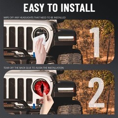 Whimsical 3D Beast Eyes Headlight Decals in Red – Perfect for Car Decoration