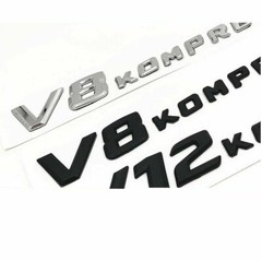 2 x Chrome Letters V8 KOMPRESSOR Emblem Badge Emblems for Mercedes Benz AMG