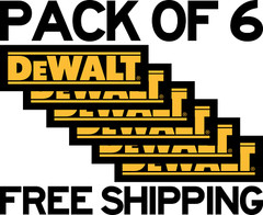 PACK OF 6 DEWALT TOOLS DECAL LABEL STICKER VINYL TOOL BOX TRUCK WINDOW CAR 8X2.5