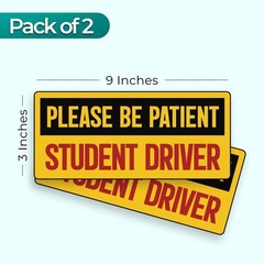 StickerJet Student Driver Stickers – 9″x3″ Vinyl Signs, Pack of 2, Waterproof
