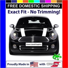 White with Black Border Hood Stripes for Mini Cooper 2007-2013 R56 – Exact Fit