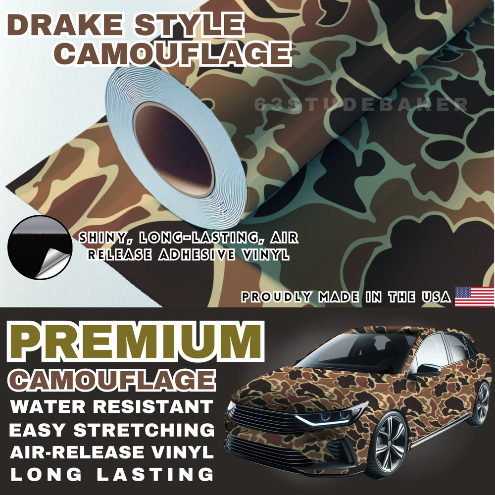 Premium Camouflage Camo Drake Style Car Vinyl Wrap Sticker Decal Sheet Film DIY