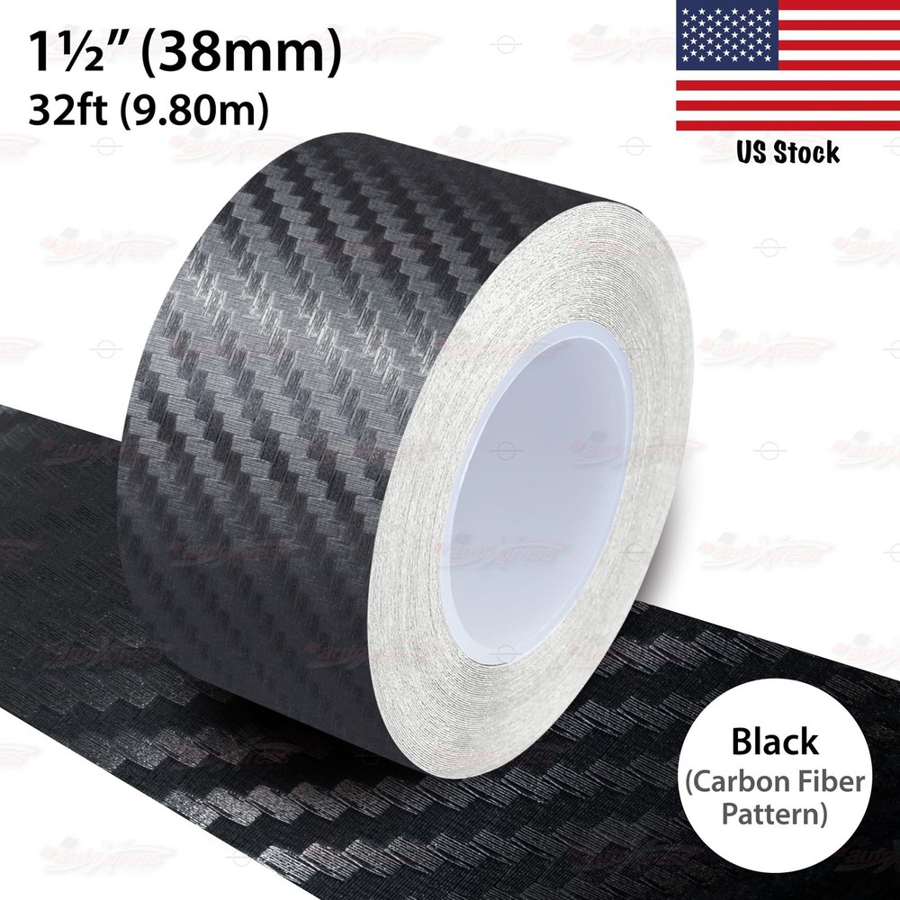 1-1/2″ Roll Vinyl Pinstriping Pin Stripe Tape Sticker 38mm CARBON FIBER BLACK