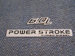 6.0L 6.0 POWER STROKE TURBO DIESEL EMBLEM FITS FORD F250 F350 BLACK ON WHITE 15″