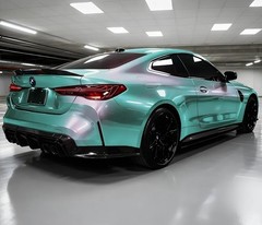 Gloss Aqua to Purple Chameleon Metallic Color Change Vinyl Wrap Car Body Film