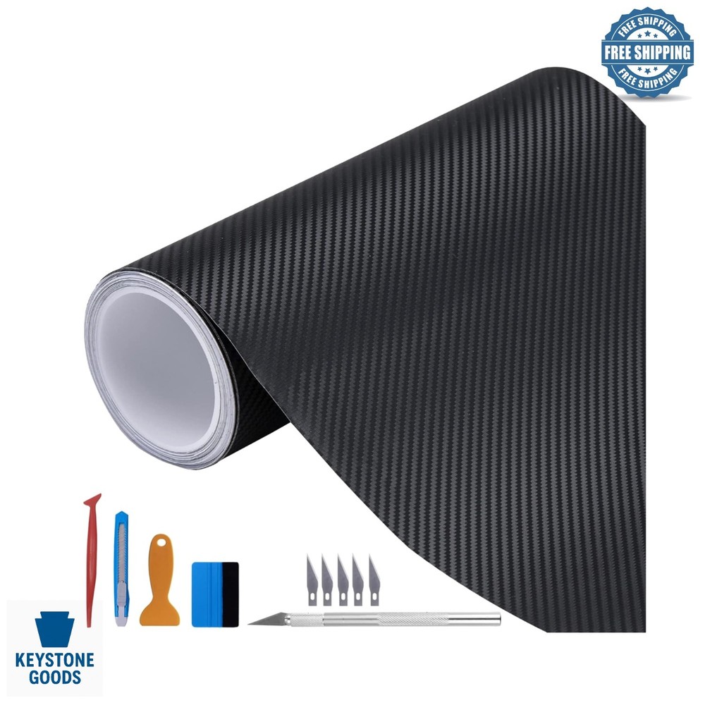 3D Black Carbon Fiber Vinyl Wrap Roll – Easy Bubble-Free Install, Outdoor Rated