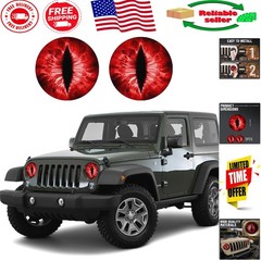 Whimsical 3D Beast Eyes Headlight Decals in Red – Perfect for Car Decoration
