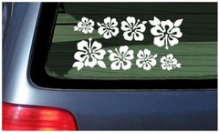 8 Hibiscus Flowers Lei Window Sticker Vinyl Decal Hawaii Aloha Make your own