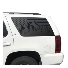 USA Flag with Mountain Scene Decals for Chevy Tahoe 3rd window 2007-2014 CT3-QR2