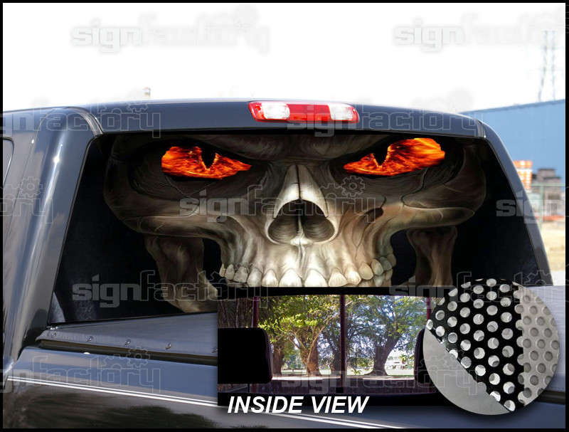 P192 Grim Reaper Rear Window Tint Graphic Decal Wrap Back Pickup Graphics