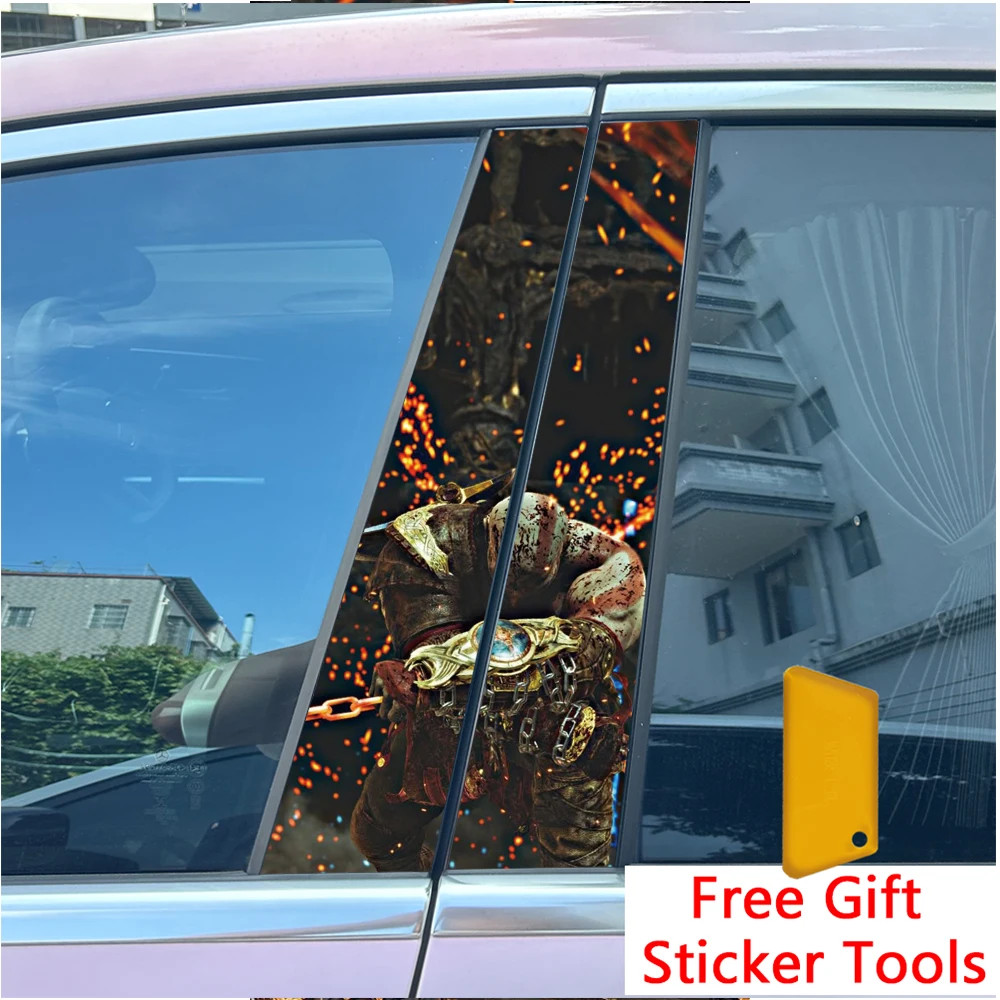 2pcs Lion Spartan Tiger Car Door B Pillar Decals Center Column Sticker
