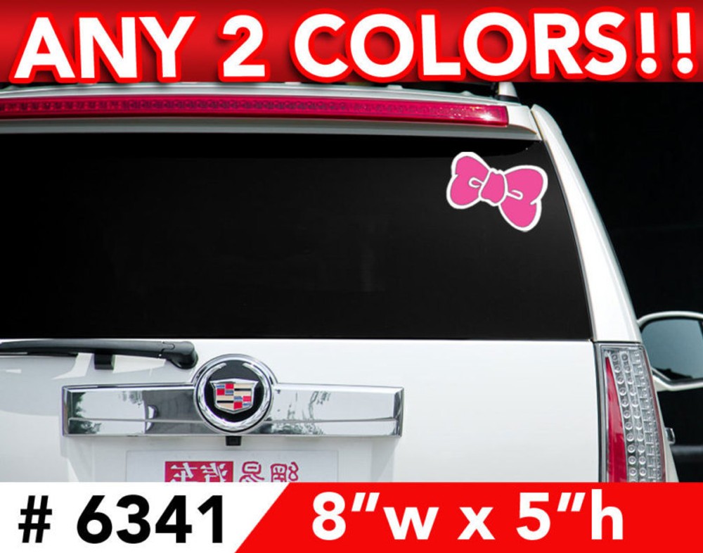 HELLO KITTY BOW 2 COLOR BACK WINDOW DECAL STICKER 8″wx5
