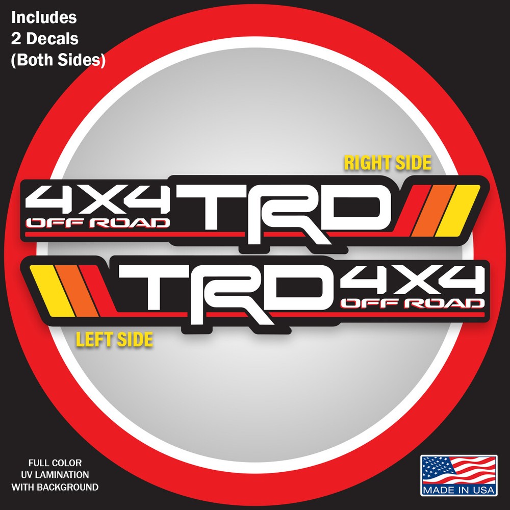 Tri-Color TRD 4X4 Off-Road Bedside Decal Vintage Color for Toyota Tacoma Lovers