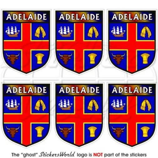 ADELAIDE Shield, South Australia 40mm (1.6″) Vinyl Stickers Decals x6