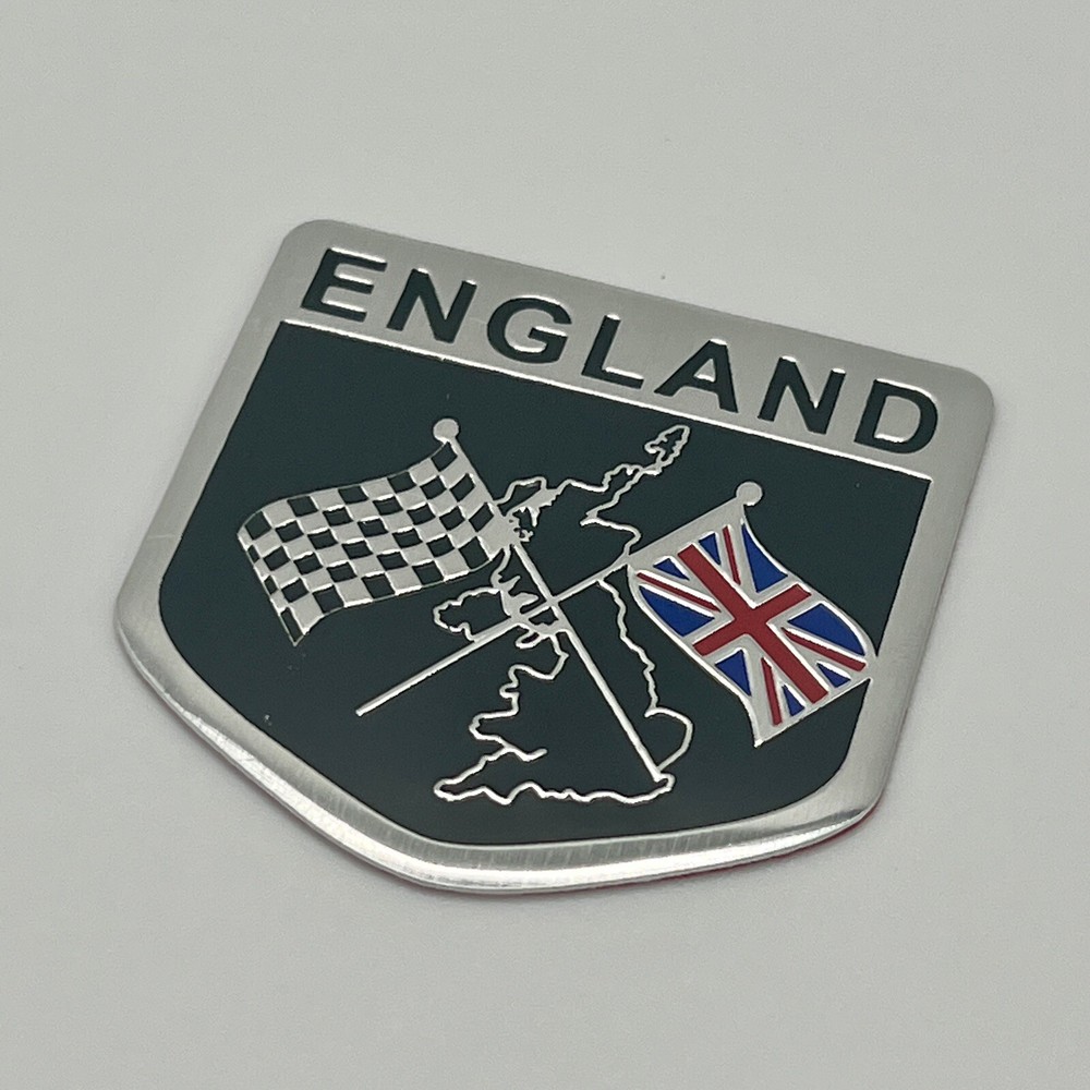 England Flag Racing Car Emblem Badge English GBR UK Sticker 2″x 2.25” Aluminum