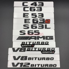 Matte black S63L AMG V8 BITURBO 4 MATIC Trunk Emblem Badge Sticker For Mercedes