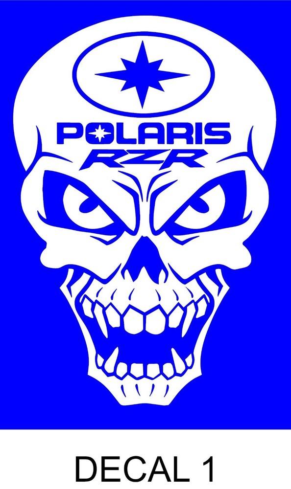 POLARIS RZR RACING SKULL ATV UTV STICKERS DECALS ANY COLOR BUY I GET 1 FREE