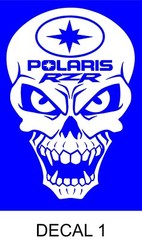 POLARIS RZR RACING SKULL ATV UTV STICKERS DECALS ANY COLOR BUY I GET 1 FREE